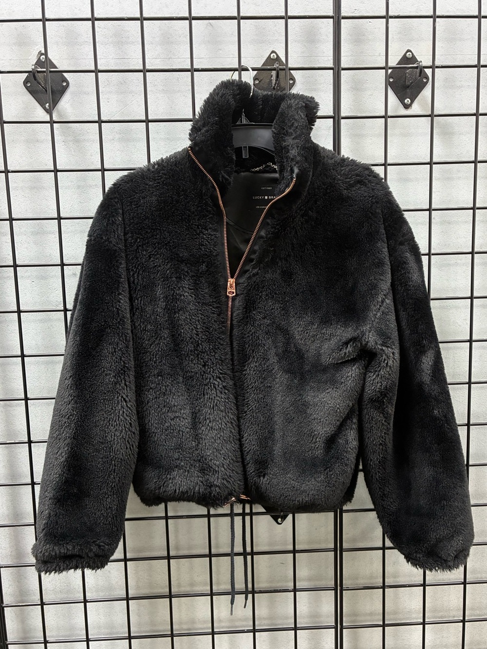 Lucky Brand Black Faux Fur Teddy Coat Jacket - XS Oversized